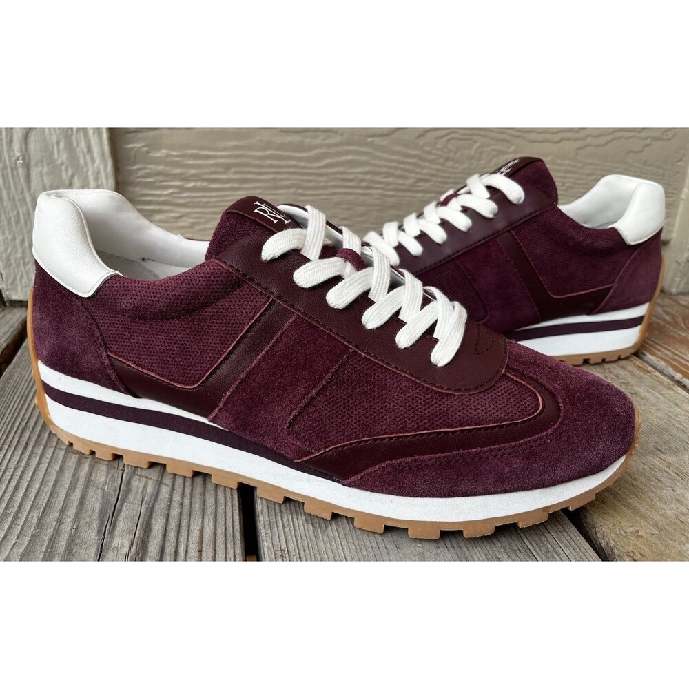 Lauren Ralph Lauren DANI Women's 11 Perforated Suede Sneakers Dark Garnet